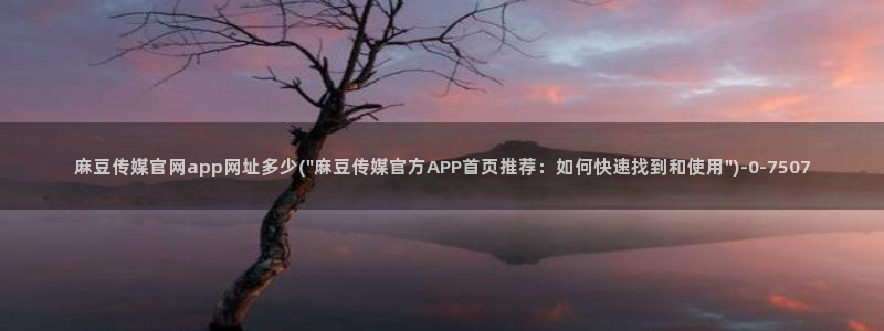 麻豆视频完整版下载：麻豆传媒官网app网址多少(\